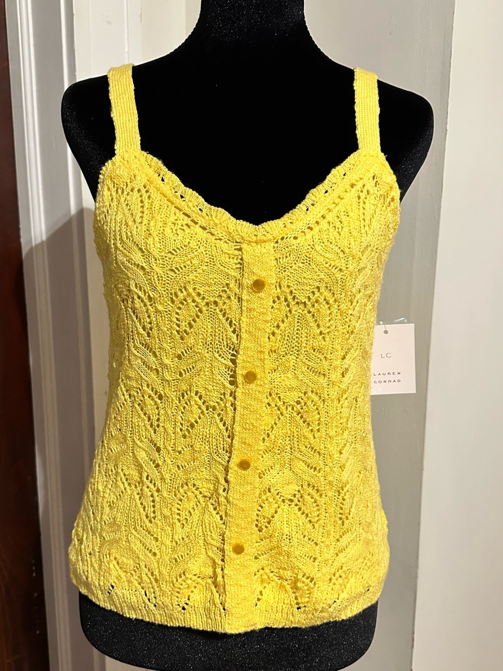 LC Lauren Conrad Beautiful Yellow Tank Top Pointelle Sweater (S) NWT